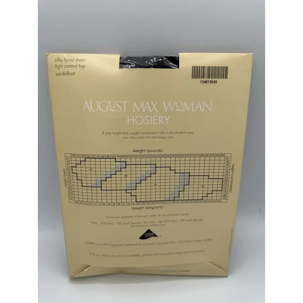 August Max Hosiery Silky Lycra Sheer Light Control Top Womens Size 3X Navy New